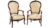Pair of Rococo Revival Carved Rosewood Armchairs