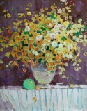 Original Still Life OIL Painting Spring Flowers little bouquet by ANNA GUSAROVA