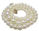 Fine Graduated Aaa White 4.5-9mm Akoya Pearl Necklace 17