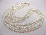14K Yellow Gold 4 Strand Freshwater Pearl Necklace 20