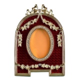 Red Enameled Semicircular Russian Royal Picture Frame