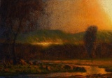 Original Oil Painting Landscape Signed On Canvas Vintage Antique Style 9095 Cole