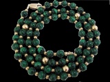 Vintage 14k GF Genuine GREEN MALACHITE Gemstone Beaded Necklace 24