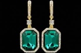 18K Gold Plated Emerald Green Crystal Rhinestone Wedding Drop Dangle Earrings