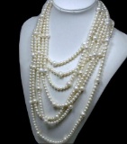 140inch Elegant Aaa6-11mm South Sea White Pearl Necklace 14k