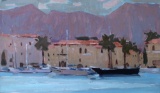 Original art oil painting Seascape Sunset Greece by Anna Gusarova