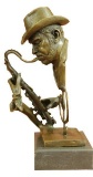 Signed Sax Saxophone Player Salutes Jazz and Rhythm and Blues Bronze Sculpture
