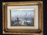 Dutch Winter Landscape Oil Painting