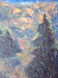 Oil On Board Painting Pine Trees