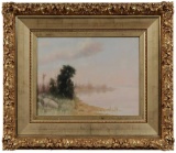 19thc Signed, Fisher's Bay Landscape Painting