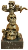 Signed Original Skull Skulls Sword Home Office Decor Bronze Sculpture Statue