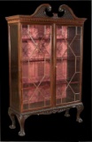 Chippendale-style Mahogany Bookcase Cabinet