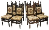 (8) Continental Gothic Revival Carved Side Chairs