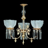 3 Light Brass and Crystal Victorian Chandelier - 25