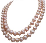 Huge Aaa 10-11mm Perfect South Sea Genuine Gold Pink Pearl Necklace 36?14k