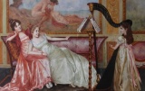 Parlor Scene With Harp Oil Painting