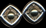 Signed Christian Dior Rhodium Clip-on Earrings