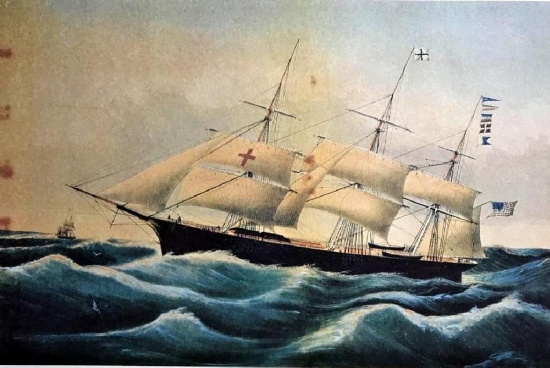 After Nathaniel Currier, Fine Art Modern Lithograph, Clipper Ship Dreadnought - 1854