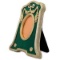 Faberge-Inspired Rectangle with Oval Opening Green Enameled Guilloche Russian Antique Style Picture