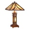GORDON Tiffany-style Mission 3 Light Double Lit Wooden Table Lamp 15