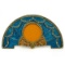 Aqua Enameled Semicircular Russian Royal Faberge-Inspired Picture Frame