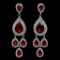 Rhodium Plated Red Crystal Rhinestone Chandelier Drop Dangle Earrings
