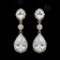 Rhodium Plated Clear Crystal Rhinestone Drop Dangle Earrings