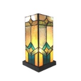 GREGORY Tiffany-glass Accent Pedestal 1 Light Mission table lamp 11