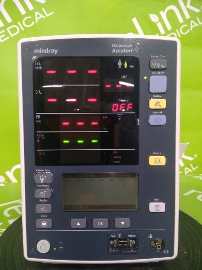 Mindray Medical Datascope Accutorr V Vital Signs Monitor- 45334