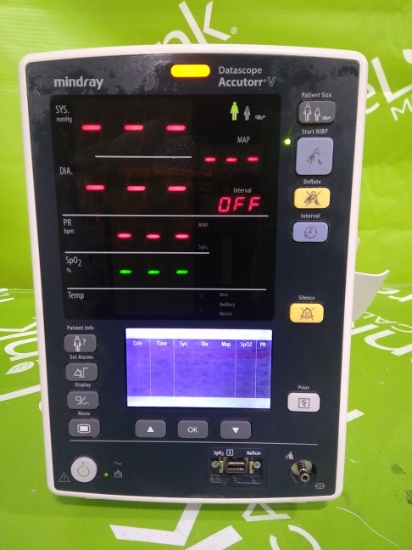 Mindray Medical Datascope Accutorr V Vital Signs Monitor- 41402