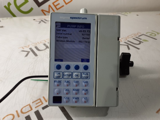 Baxter Sigma Spectrum 6.05.15 with B/G Battery Infusion Pump - 415033