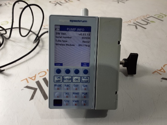 Baxter Sigma Spectrum 6.05.15 with B/G Battery Infusion Pump - 414836