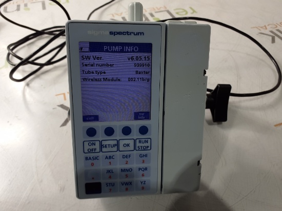 Baxter Sigma Spectrum 6.05.15 with B/G Battery Infusion Pump - 415038