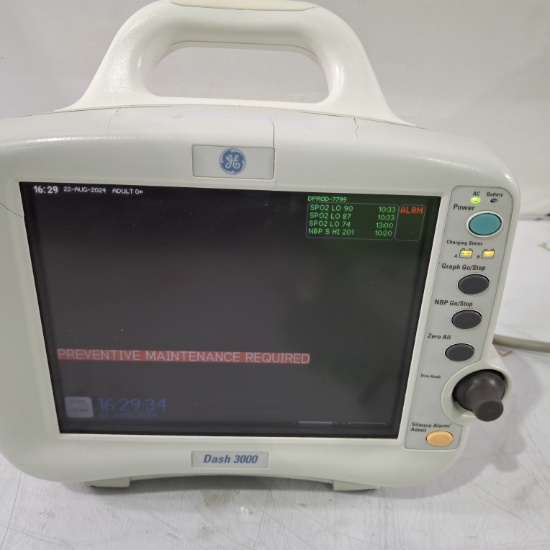 GE Healthcare Dash 3000 - GE/Nellcor SpO2 Patient Monitor - 444675
