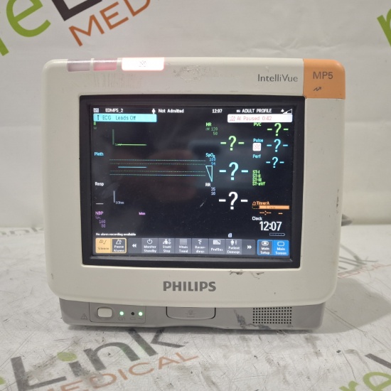 Philips Intellivue MP5 - ECG, Fast SpO2, NIBP Patient Monitor - 452524