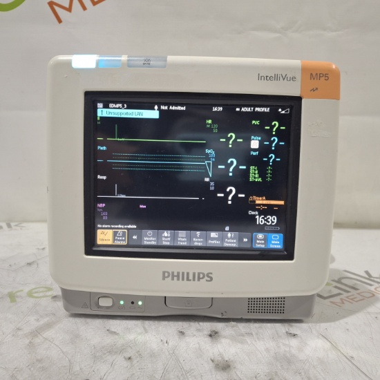 Philips Intellivue MP5 - ECG, Fast SpO2, NIBP Patient Monitor - 452847