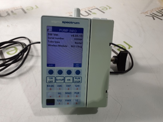 Baxter Sigma Spectrum 6.05.15 with B/G Battery Infusion Pump - 414601