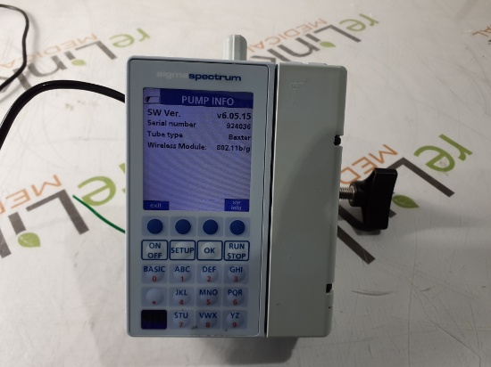 Baxter Sigma Spectrum 6.05.15 with B/G Battery Infusion Pump - 414762