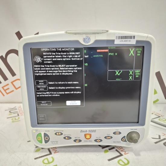 GE Healthcare Dash 5000 - GE/Nellcor SpO2 Patient Monitor - 460856