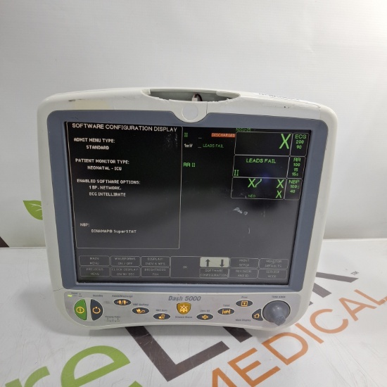 GE Healthcare Dash 5000 - Masimo SpO2 Patient Monitor