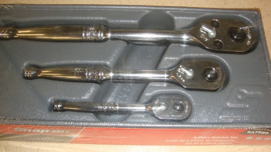 New Snap On 3pcs. Ratchet Set 1/4, 3/8, &1/2 Drive