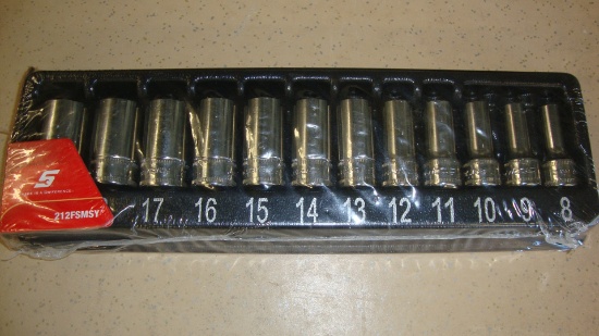 New Snap On 12cs. Mecs. Metric Setric Semi-Depcs. Metric Semi-Deep Socket Set