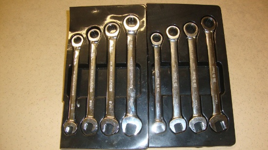 Gear Wrench 4pcs Metric Flank Box End Ratchet & 4pcs Fractional Flnk Box Ratcheting
