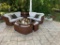 PATIO SET WITH CUSHIONS GLASS TOPS