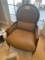 ARM CHAIR TAN FABRIC WALNUT