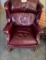 WING CHAIR BURGUNDY LEATHER