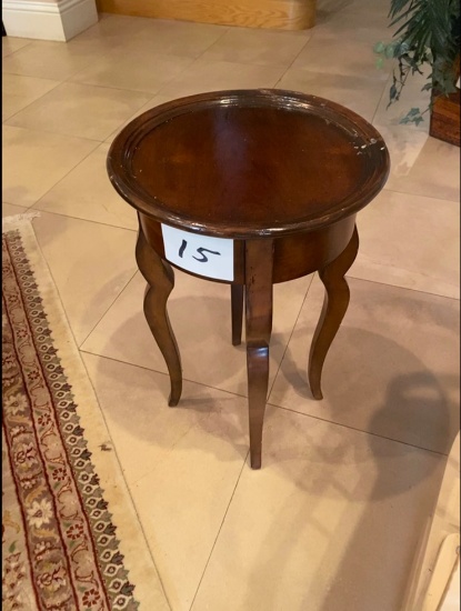 SIDE TABLE REPAIRED PEDESTAL WOOD