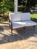 WROUGHT IRON LOVE SEAT WITH CUSHIONS