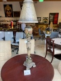 LAMP 44'' BRASS TALL ROSE BASE