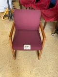 OFFICE WOOD CHAIRS BURGUNDY FABRIC